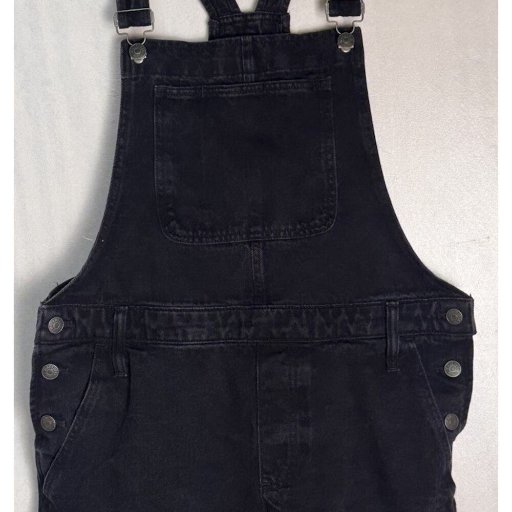 Madewell Womens Black Denim Overalls Shorts Frayed Hem Casual Cotton Summer XL - Picture 3 of 6
